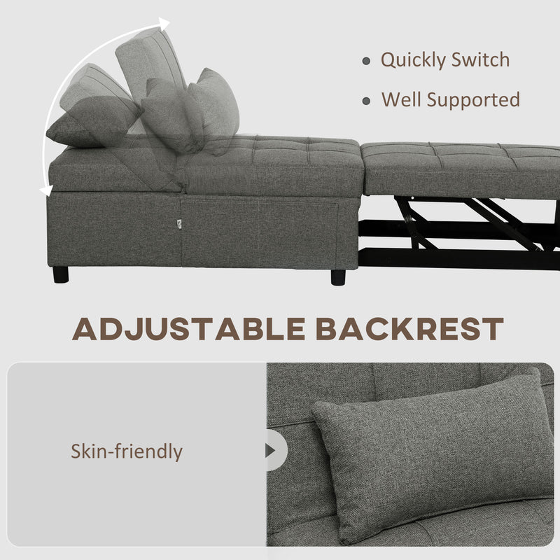 HOMCOM 4-in-1 Pull Out Sleeper Chair Bed with Pockets