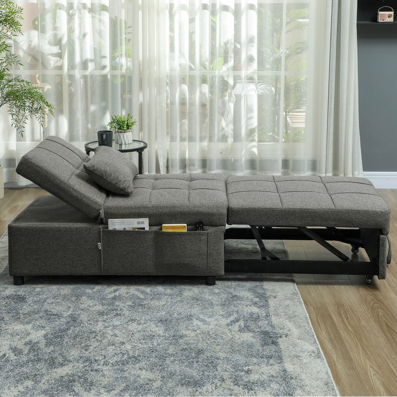 HOMCOM 4-in-1 Pull Out Sleeper Chair Bed with Pockets