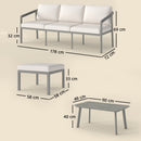 Outsunny 3 Piece Garden Dining Set, Outdoor Patio Furniture, Grey