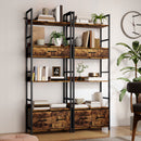 HOMCOM Industrial Bookshelf with 4 Shelves and 3 Fabric Drawers Rustic Brown