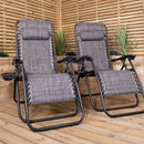 Set of 2 Multi Position Zero Gravity Relaxer Chair Sun Lounger in Mixed Grey