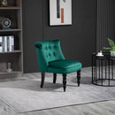 HOMCOM Velvet Accent Chair Tufted Wingback Chair W/ Rubber Wood Legs Dark Green