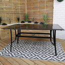 Outdoor 4 Person Rectangular Glass Top Garden Dining Table Chairs With Beige Banana Parasol and Base