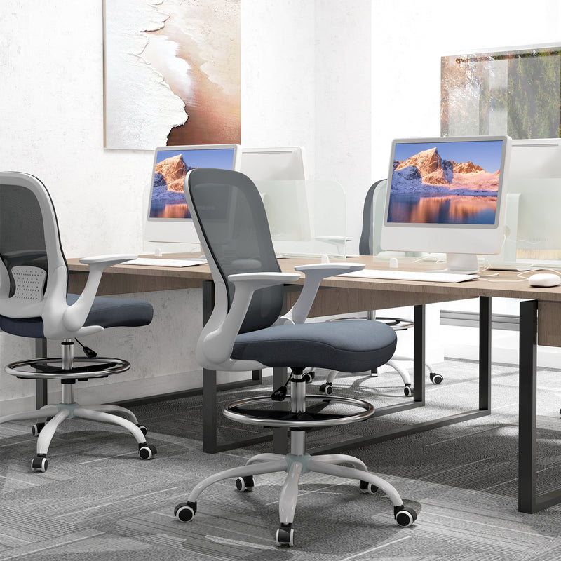 HOMCOM Mesh Draughtsman Chair, Ergonomic Drafting Chair