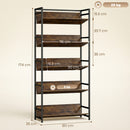 HOMCOM Anti-Slip Design 5-Tier Rustic Brown