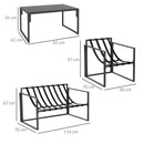 Outsunny 4 PCs Garden Sofa Set With 2 Armchairs Loveseat Coffee Table, Grey