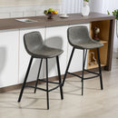 HOMCOM Bar Stools Set of 2, Bar Chairs with Back and Steel Legs, Grey