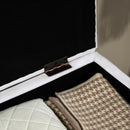 HOMCOM Linen Storage Ottoman Storage Box Footstool With Rubberwood Legs Cream