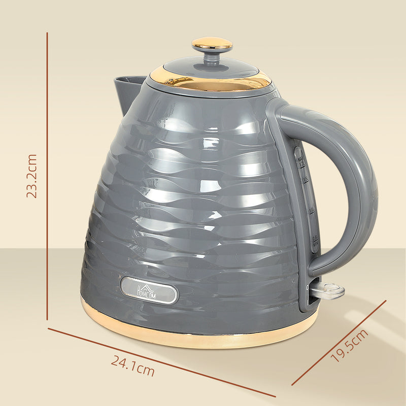 HOMCOM Electric Kettle, Fast Boil, 1.7L, 3kW, Swivel, Ripple