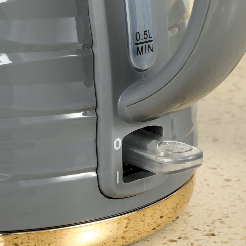 HOMCOM Electric Kettle, Fast Boil, 1.7L, 3kW, Swivel, Ripple