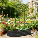 Outsunny 5 x 3 x 6ft Galvanised Raised Garden Bed with Trellis, Dark Grey