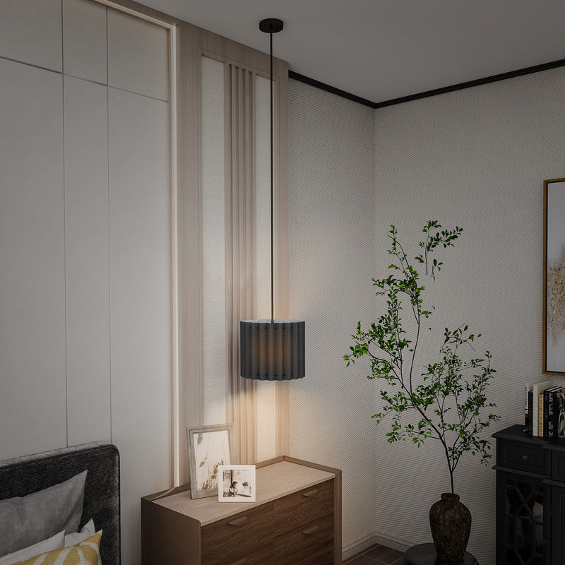 HOMCOM Linen Pendant Light, E27 Lampshade For Living Room, Bedroom