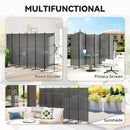 Outsunny Garden Privacy Screen Foldable 6 Panel Room Divider, Dark Grey