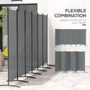Outsunny Garden Privacy Screen Foldable 6 Panel Room Divider, Dark Grey