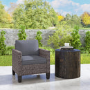 Outsunny Single Rattan Chair, Garden Armchair with Cushions