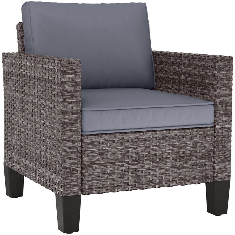 Outsunny Single Rattan Chair, Garden Armchair with Cushions