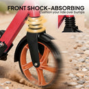 HOMCOM Folding Kick Scooter For 14+ W/ Adjustable Height, Red