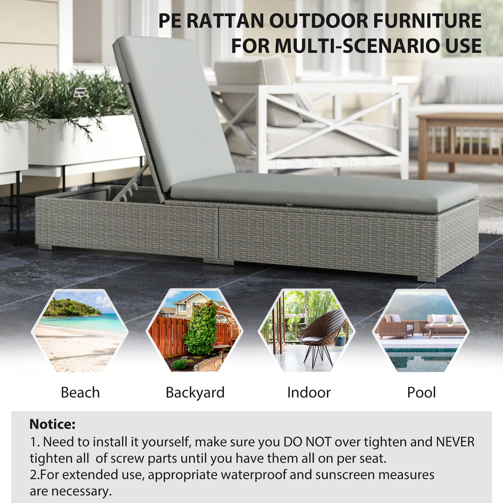 Pool Rattan Outsunny Patio Rattan Chaise Lounge Garden Pool Wicker Sun Lounger Adj