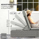 Outsunny Patio Rattan Chaise Lounge Garden Pool Wicker Sun Lounger Adjustable
