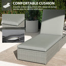Outsunny Patio Rattan Chaise Lounge Garden Pool Wicker Sun Lounger Adjustable