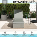 Outsunny Patio Rattan Chaise Lounge Garden Pool Wicker Sun Lounger Adjustable