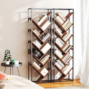 HOMCOM 10 Tier Tree Bookshelf Industrial Tall Bookcase Rustic Brown Black