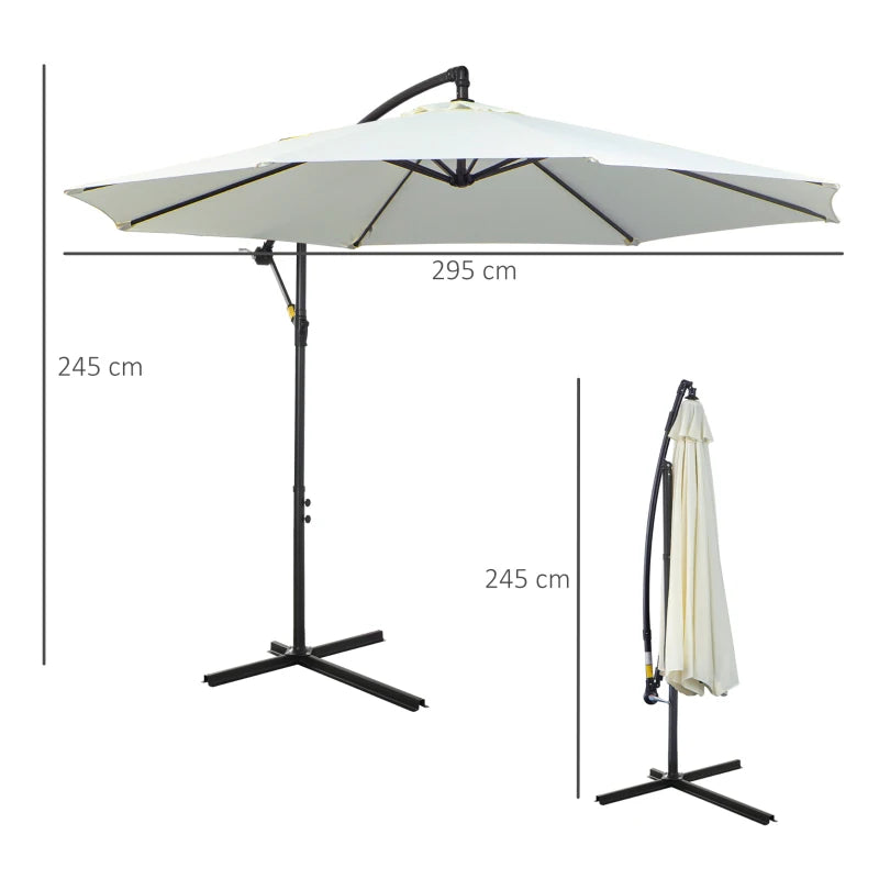 Outsunny  Banana Parasol  3m - Cream White