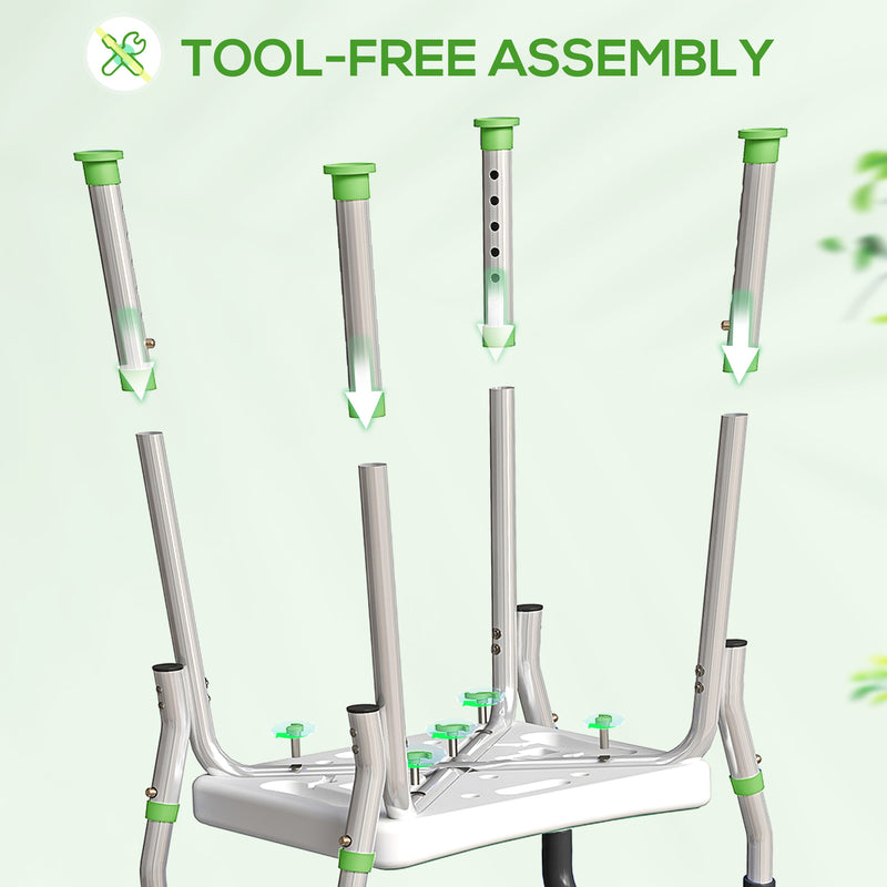HOMCOM Rust-Free Aluminium Bath Chair with Adjustable Height, Green