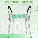 HOMCOM Rust-Free Aluminium Bath Chair with Adjustable Height, Green