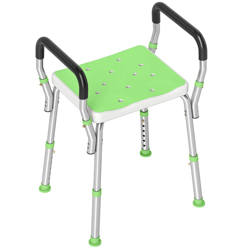 HOMCOM Rust-Free Aluminium Bath Chair with Adjustable Height, Green