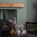 66cm Battery Operated Rattan Woven Cupid Reindeer With Warm White LEDs