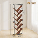 HOMCOM 10 Tier Tree Bookshelf Industrial Tall Bookcase Rustic Brown Black