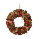 Hanging Christmas Wreath with  Berries and Pinecones