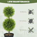 HOMCOM Set of 2 Artificial Topiary Cypress Ball Trees with Pot and Pebbles