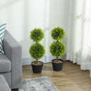 HOMCOM Set of 2 Artificial Topiary Cypress Ball Trees with Pot and Pebbles