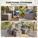 Outsunny 5 Piece Rattan Garden Furniture Set w/ Storage Table, Dark Grey