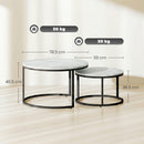 HOMCOM 2 Pcs Stacking Coffee Table Set Steel Frame, Marble White