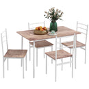 HOMCOM 5 Piece Dining Table and Chairs Set, Space Saving, Brown and White