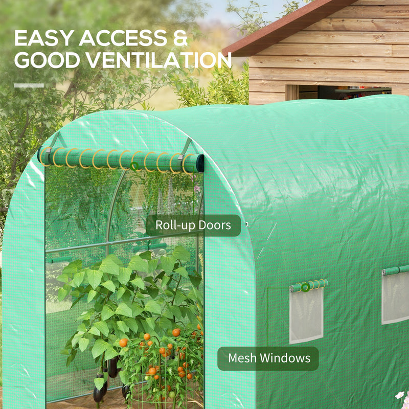 Outsunny Polytunnel Green House With Sprinkler System, Wide Door, 4 X 3(m)