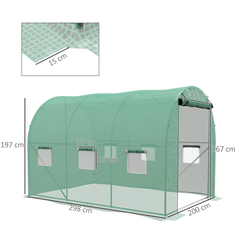 Outsunny Polytunnel Green House With Sprinkler System, Wide Door, 4 X 3(m)