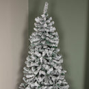 8ft (2.4m) Snow Flocked Artificial Christmas Tree with Green Metal Stand and 1017 Tips