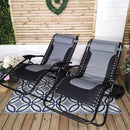 Luxury Padded Multi Position Zero Gravity Garden Relaxer Chair Lounger In Grey & Black