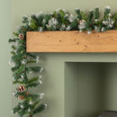 270cm (9ft) x 25cm Snow Tipped King Fir Christmas Garland with Pine Cones