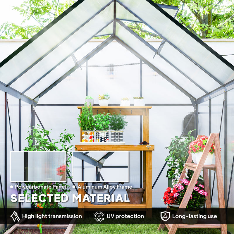 Outsunny Polycarbonate Walk-in Garden Greenhouse w/ Sliding Door