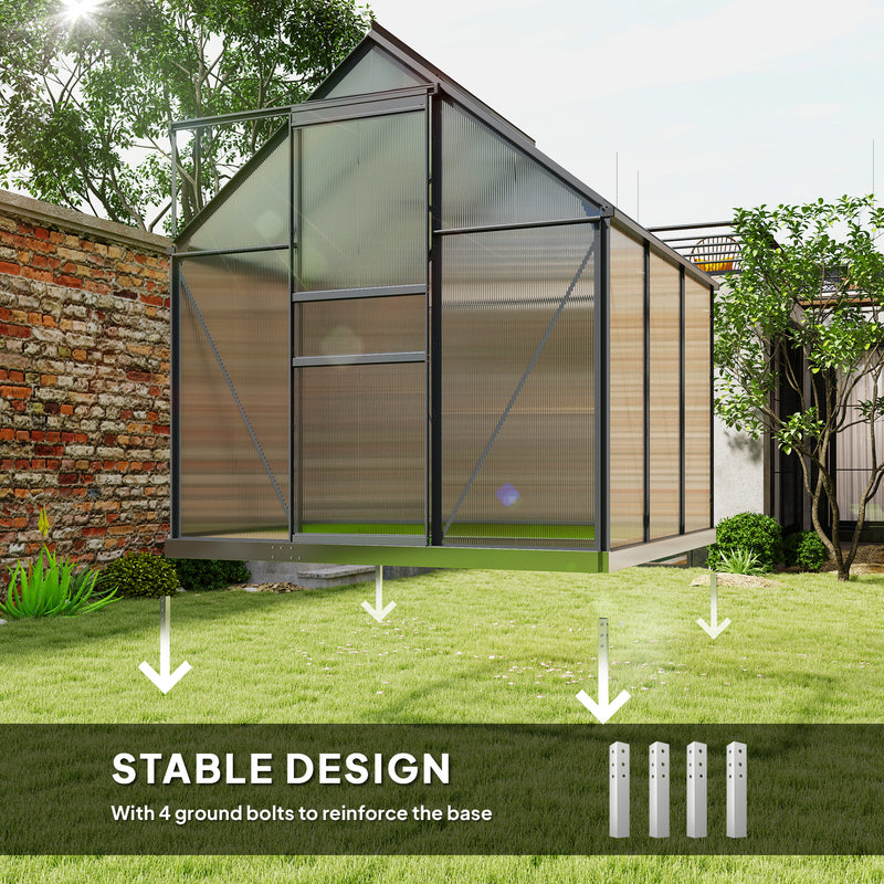Outsunny Polycarbonate Walk-in Garden Greenhouse w/ Sliding Door