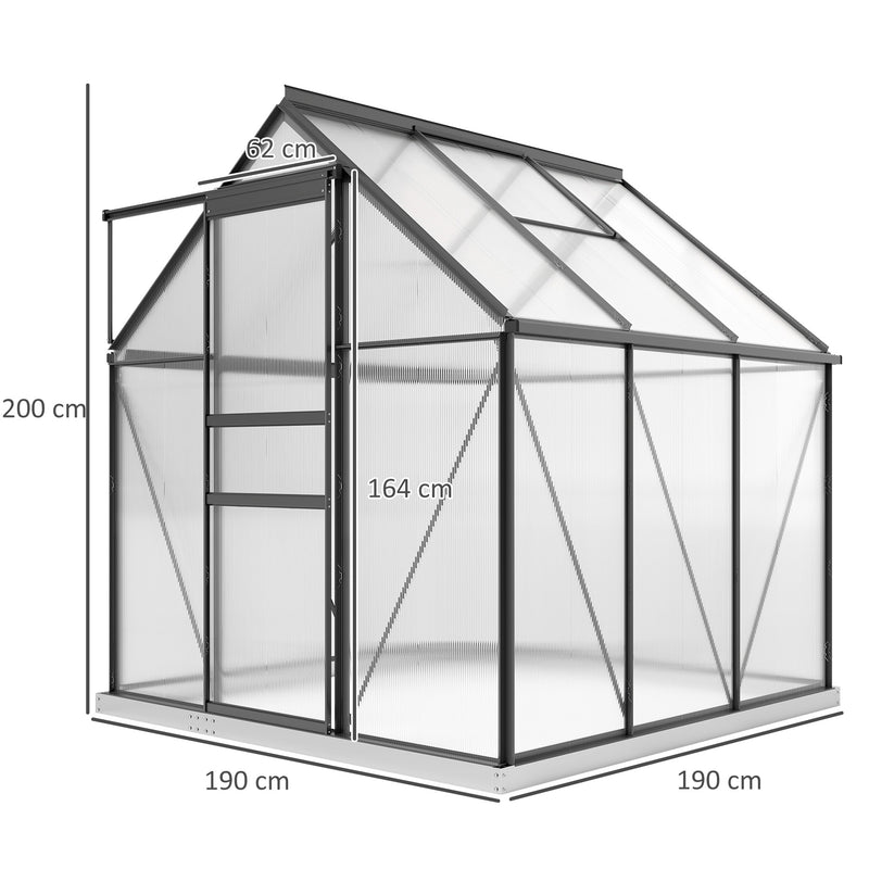 Outsunny Polycarbonate Walk-in Garden Greenhouse w/ Sliding Door