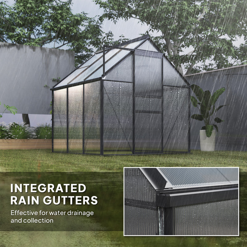 Outsunny Polycarbonate Walk-in Garden Greenhouse w/ Sliding Door