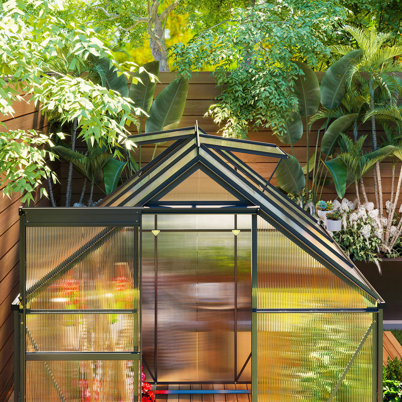 Outsunny Polycarbonate Walk-in Garden Greenhouse w/ Sliding Door