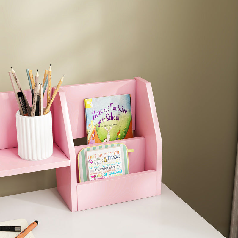ZONEKIZ Kids Desk and Chair Set with Storage for 5-8 Years, Pink