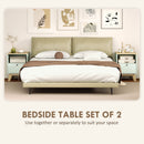 HOMCOM Modern Nightstand Set Of 2, Bedside Table With Drawer And Open Shelf